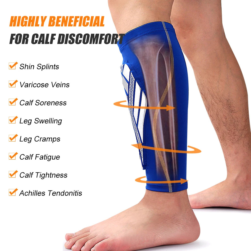 Sport Calf Compression Sleeves with EVA Pad for Men Women, Leg Sleeve and Shin S