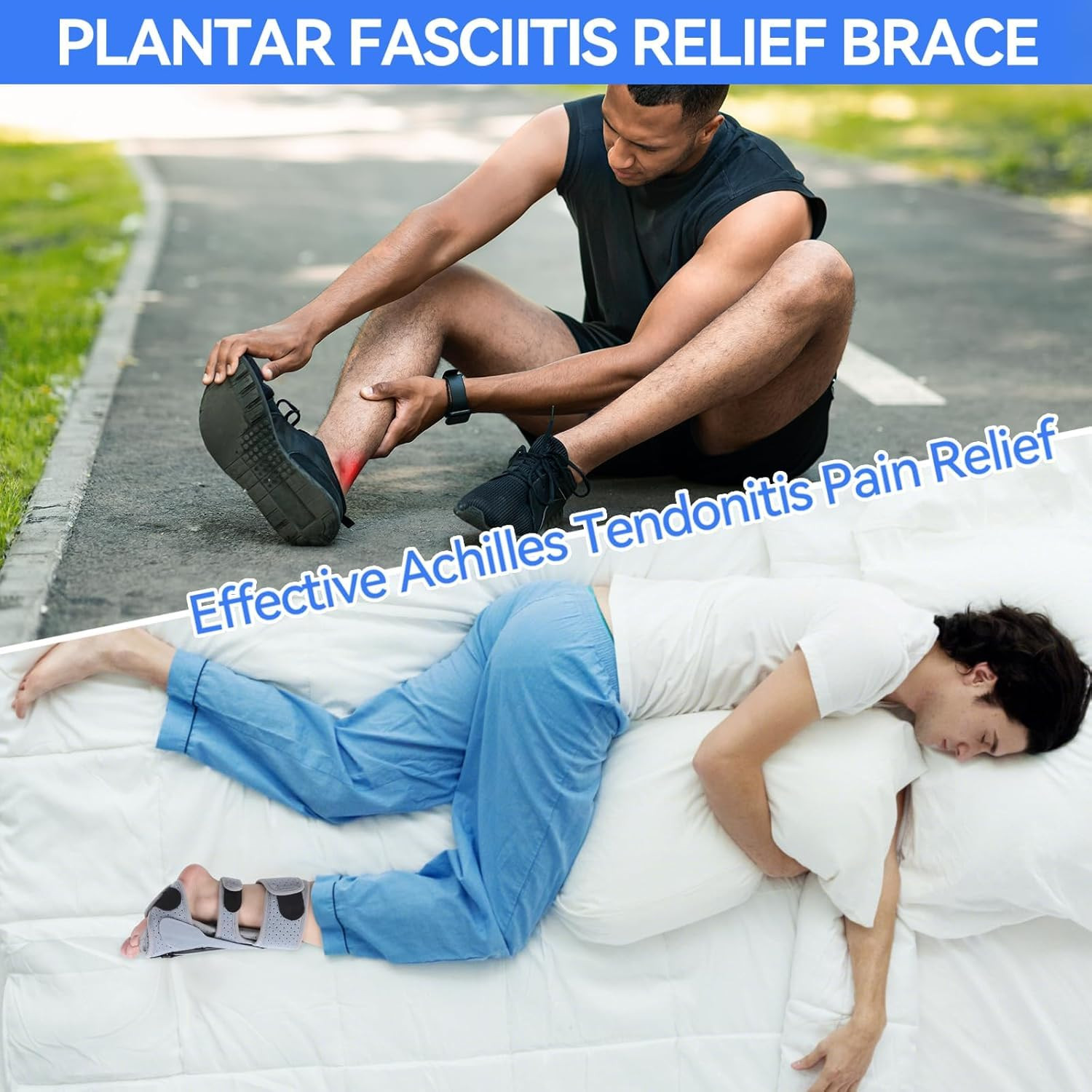 Plantar Fasciitis Night Splint for Women & Men – 3 Adjustable Straps Plantar Fas