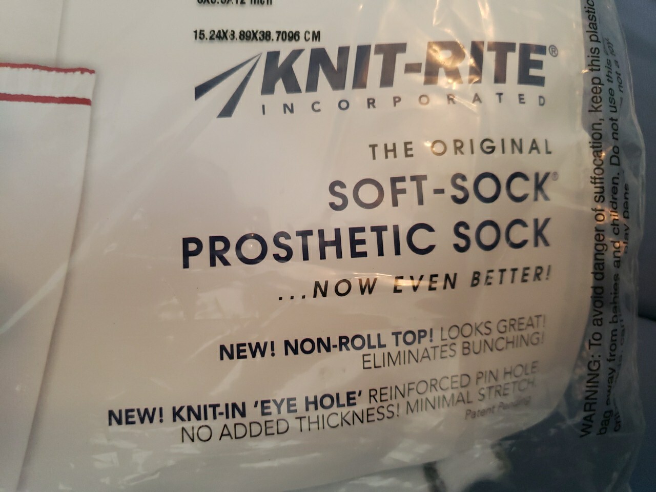 Knit-Rite Soft-Sock Prosthetic Sock 5 Ply No Hole Fits Size #1 ,#2 X 10-14 NEW