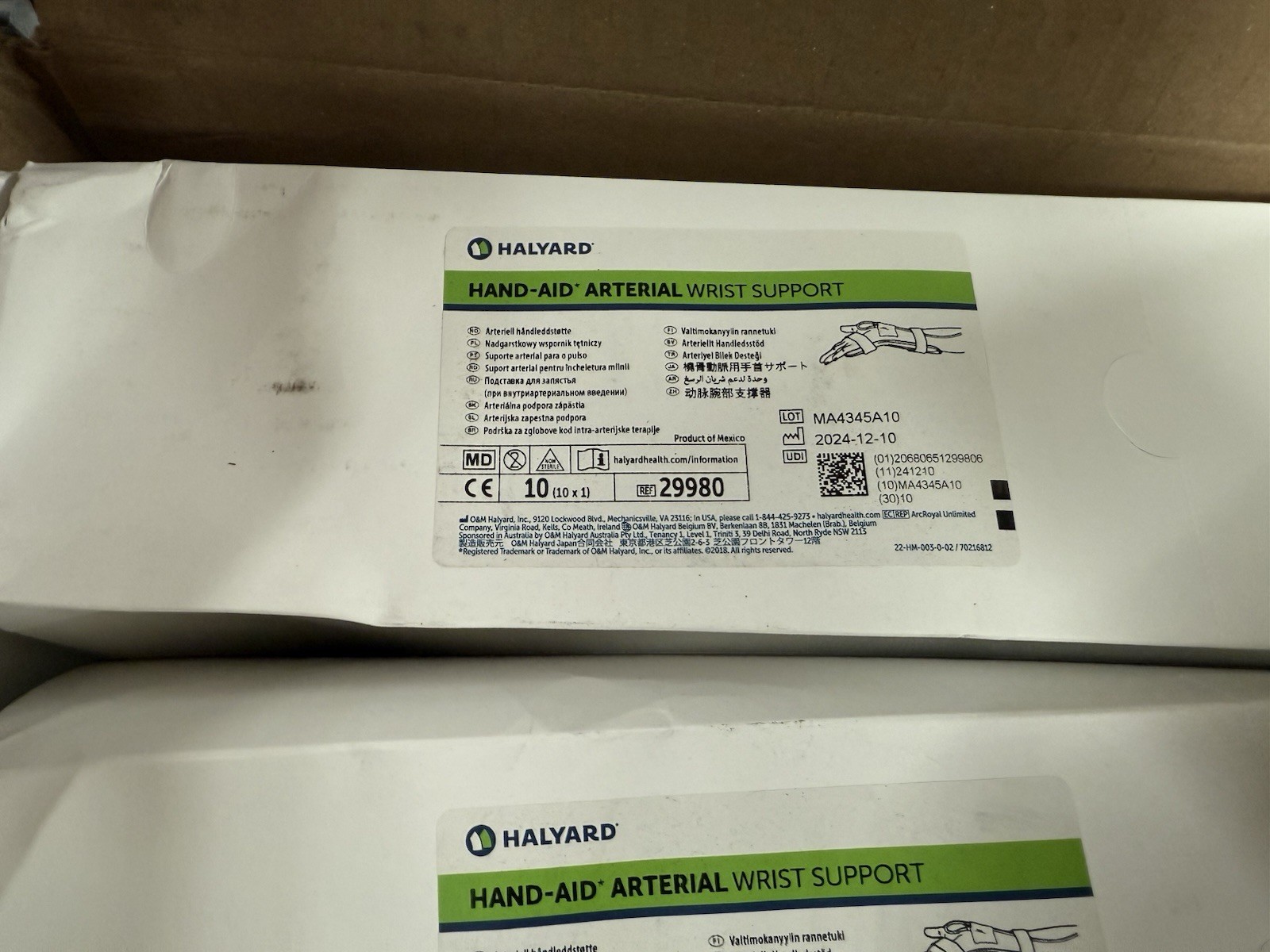 Halyard Hand-Aid Arterial Wrist Support Box Of 10 New