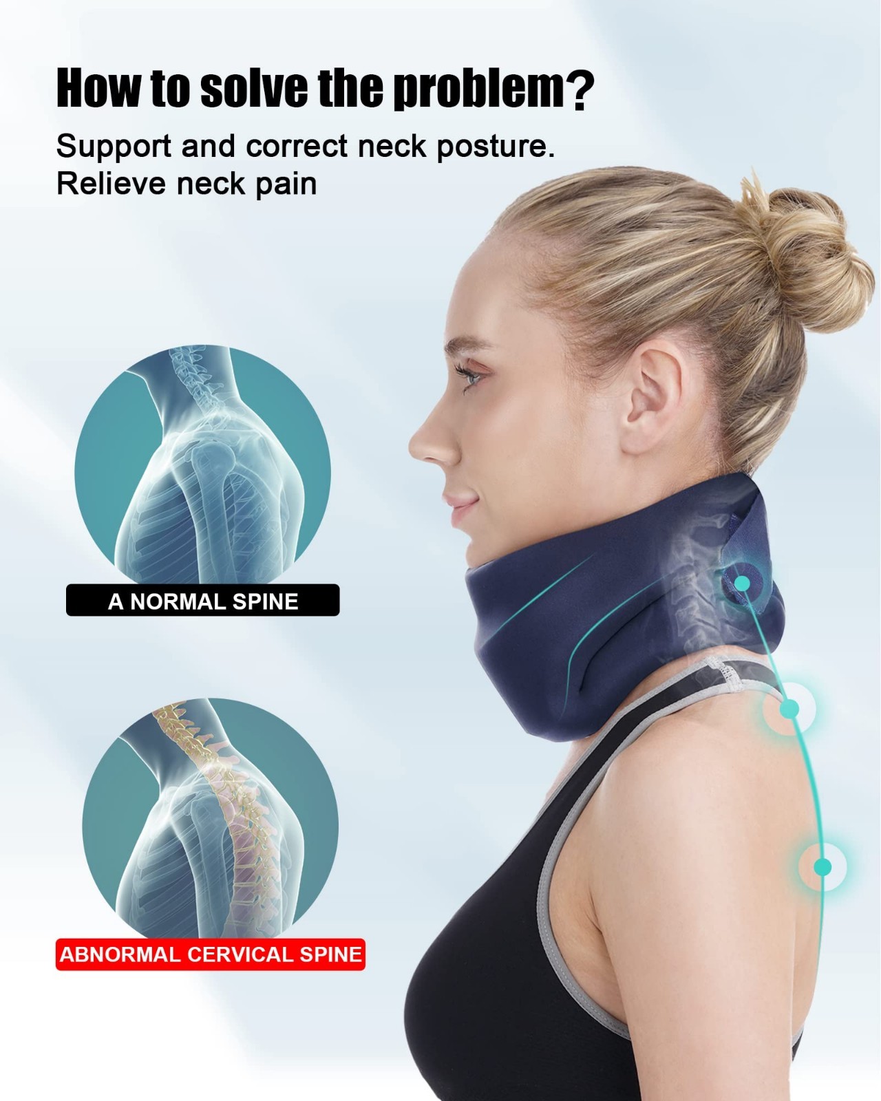 Cervical Neck Brace for Sleeping – Soft Foam Support Collar for Pain Relief, Med