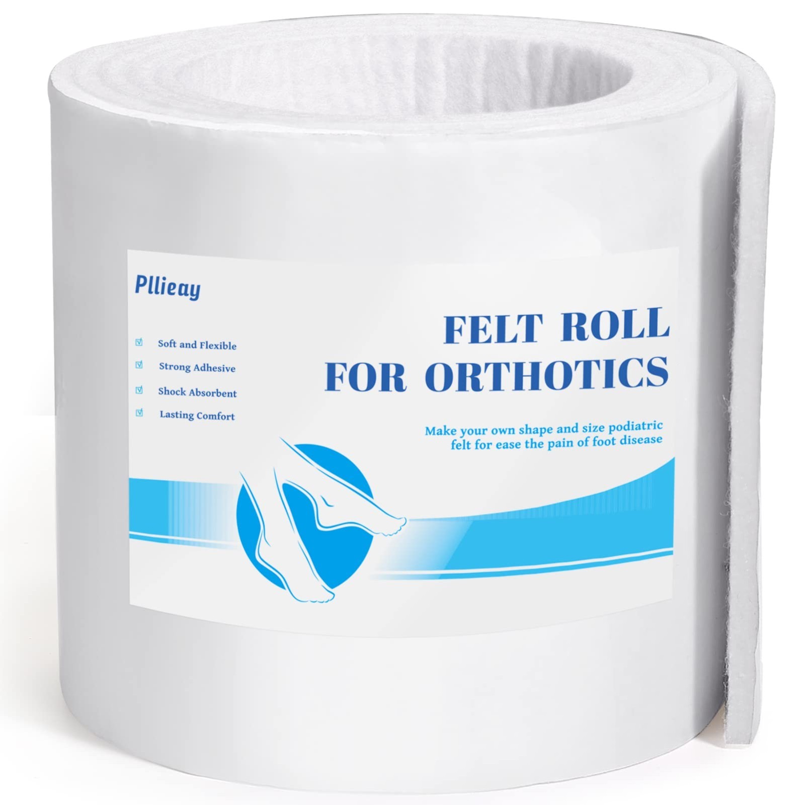 Premium Adhesive Felt Roll 1/4″ x 6″ x 2.5yd – Cushioning Support for Foot Pain
