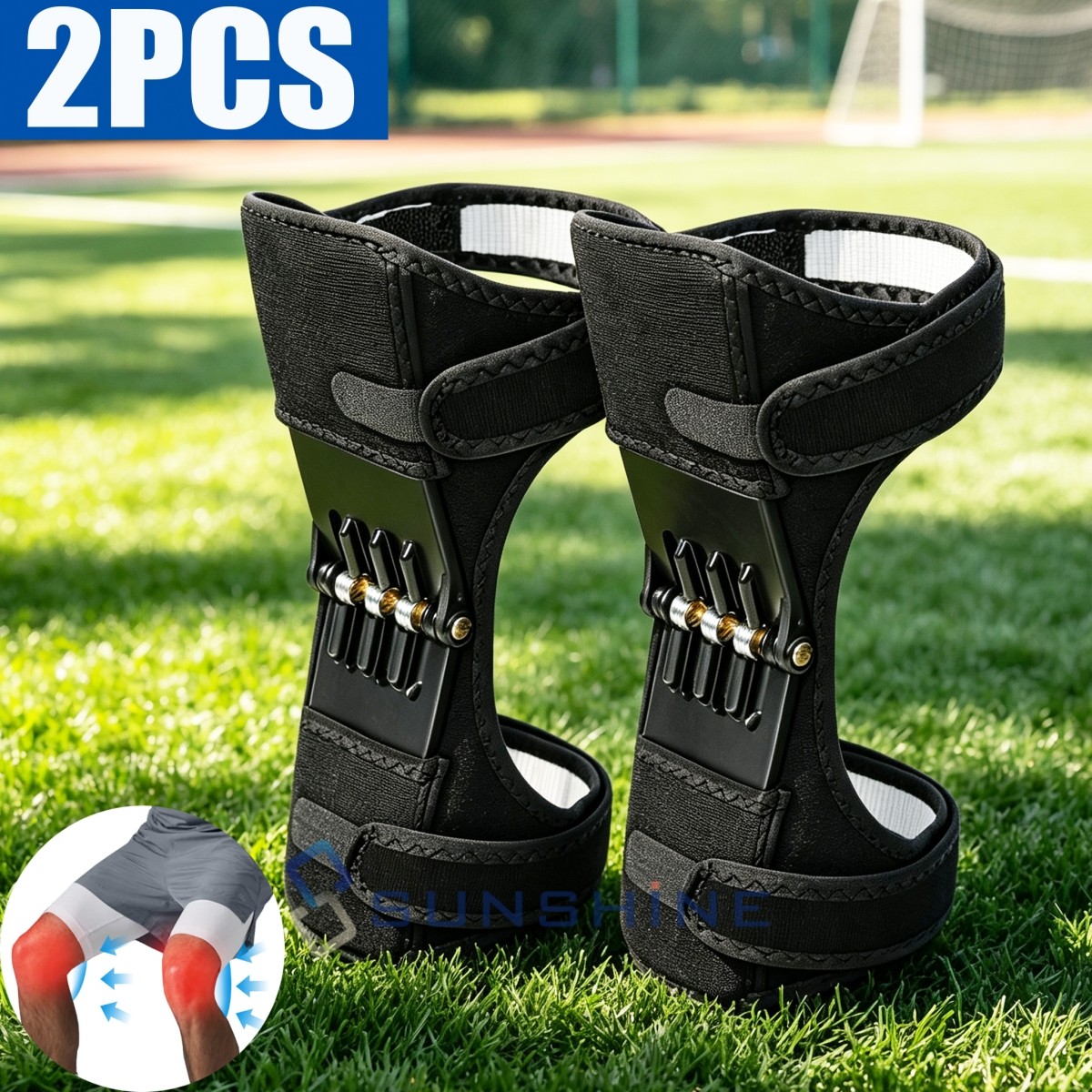 2x Joint Support Knee Pain Relief Braces Rebound Spring Force Protection Booster