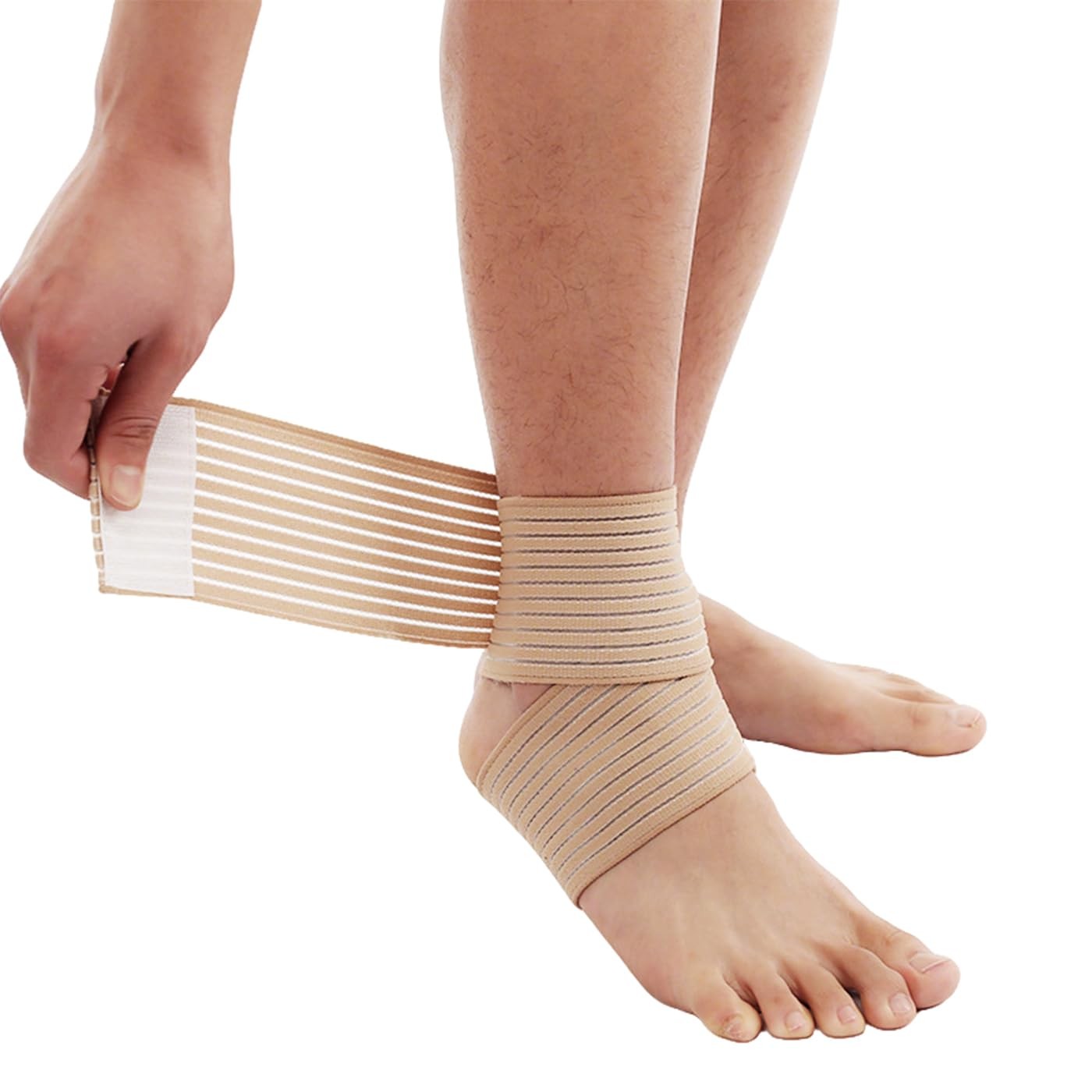 SUJAYU 2 PCS Ankle Braces for Men Women, Compression Sleeve Long Beige