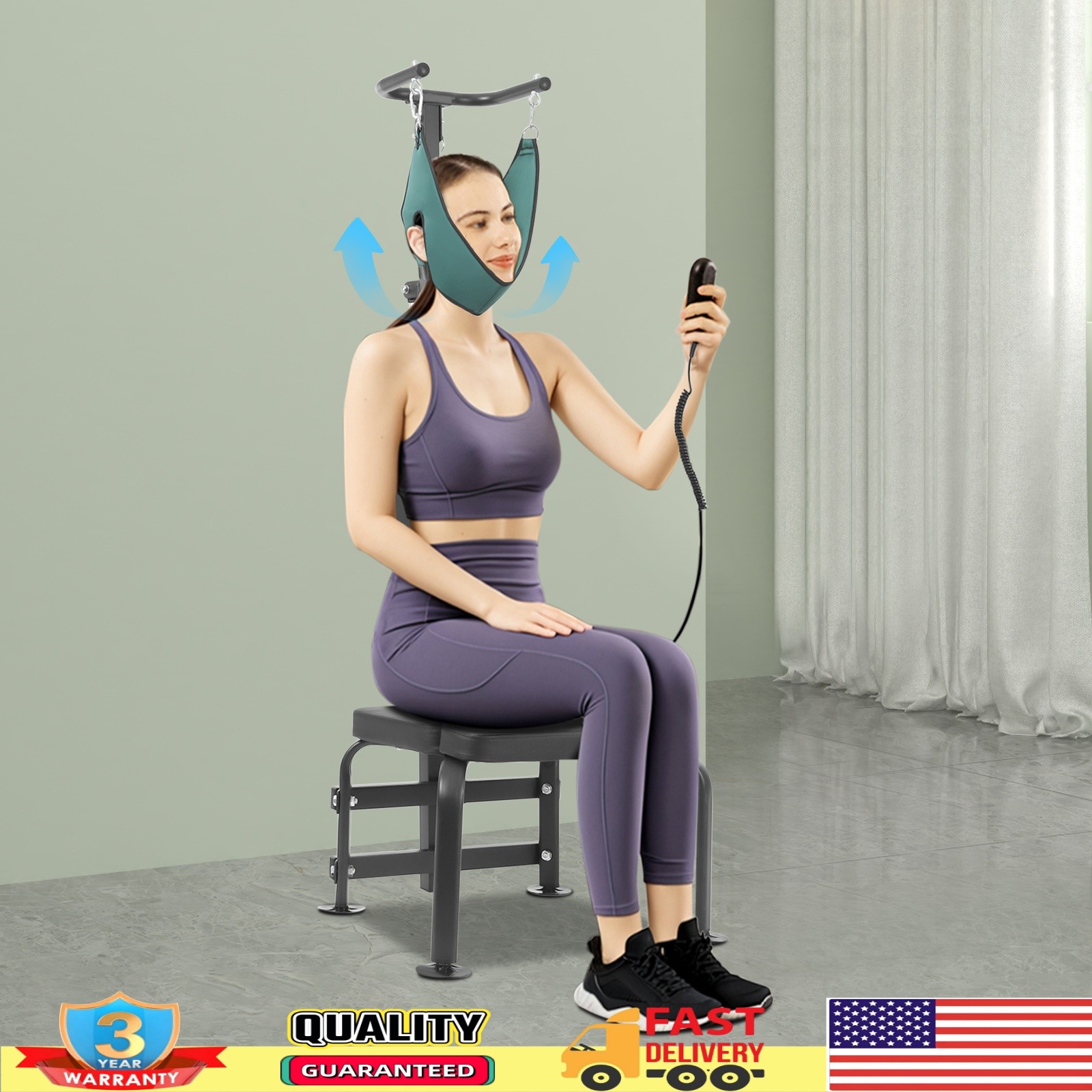 Neck Stretcher Cervical Traction Device Stretching Training Equipment 6000N