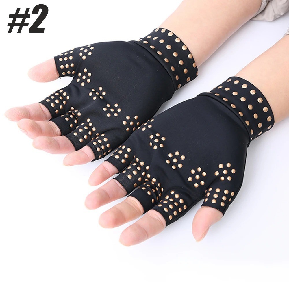 Arthritis Copper Gloves Fingerless Compression Medical Support Therapeutic US