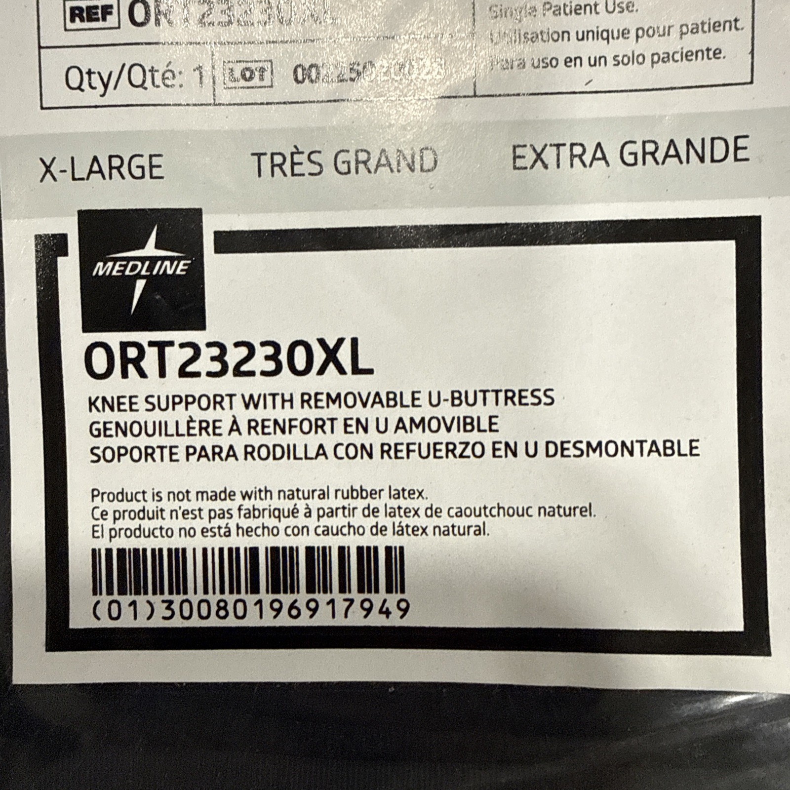 Medline Knee Support, ORT23230XL, Adult Size X-Large, New(No Box)