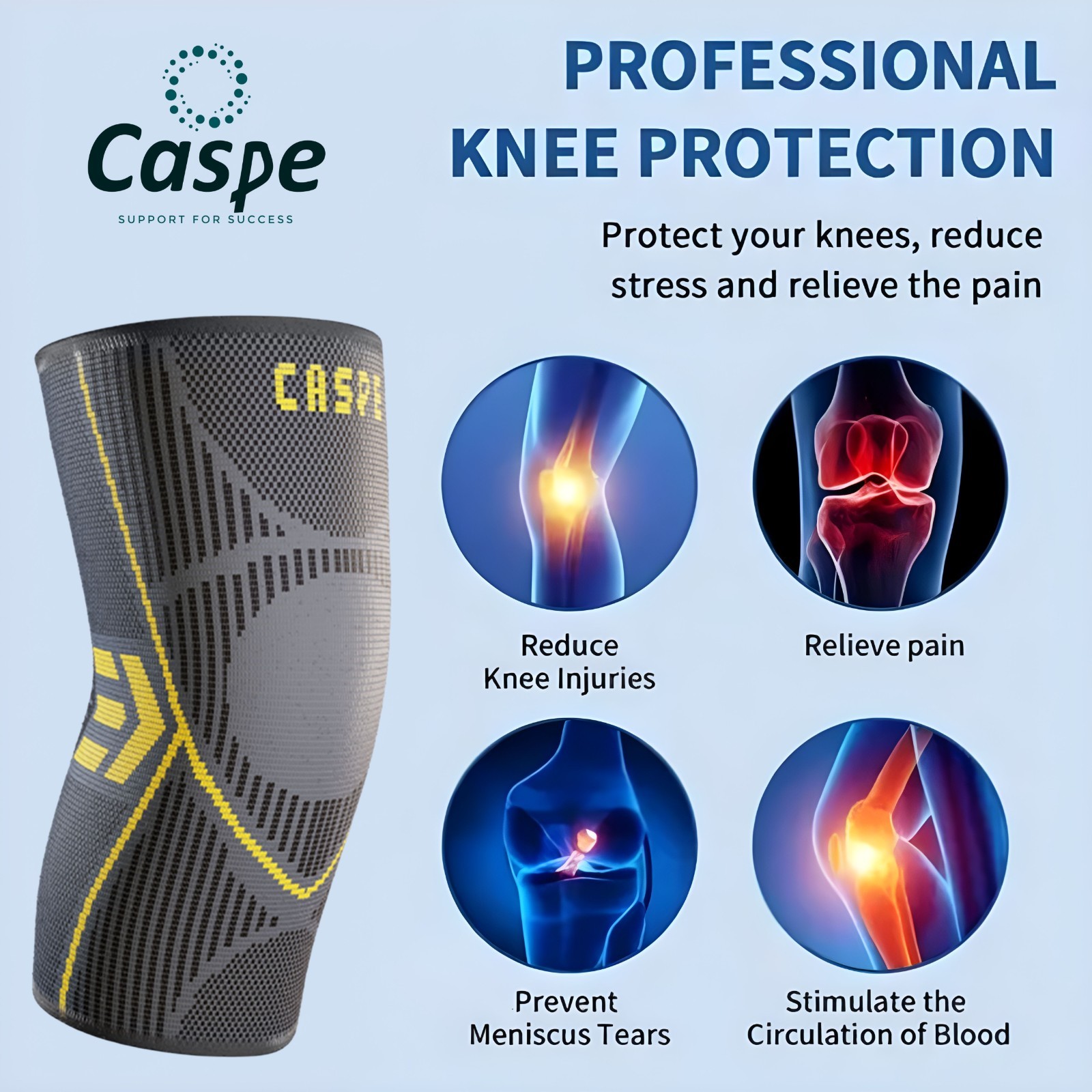 2 Pcs Knee Sleeve Compression Brace Support Sport Joint Pain Arthritis Relief