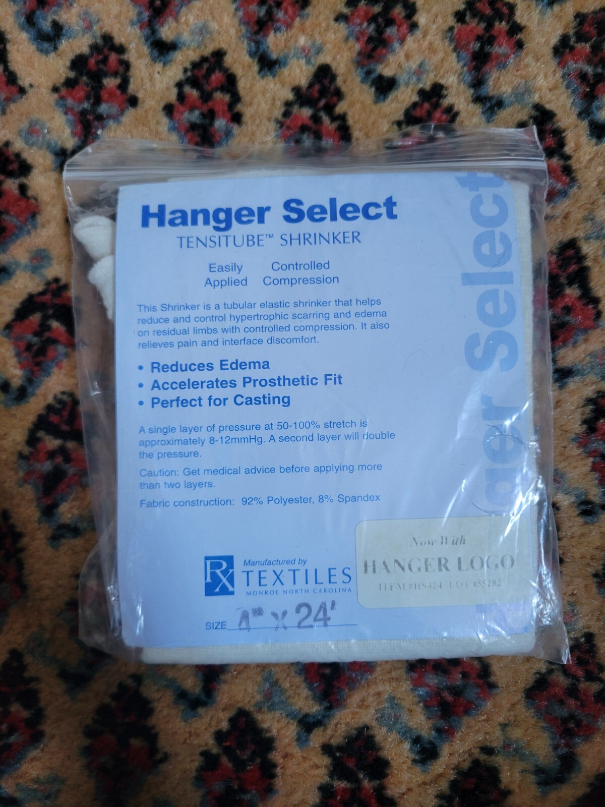 hanger prosthetic tensitube shrinker hfmhs424 4″ x 24″ hfm hs424 sock