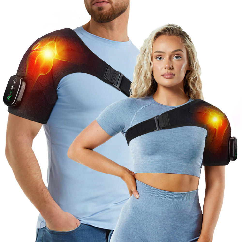 Electric Heating Vibration Shoulder Brace Joint Pain Relief Massager Wrap Strap