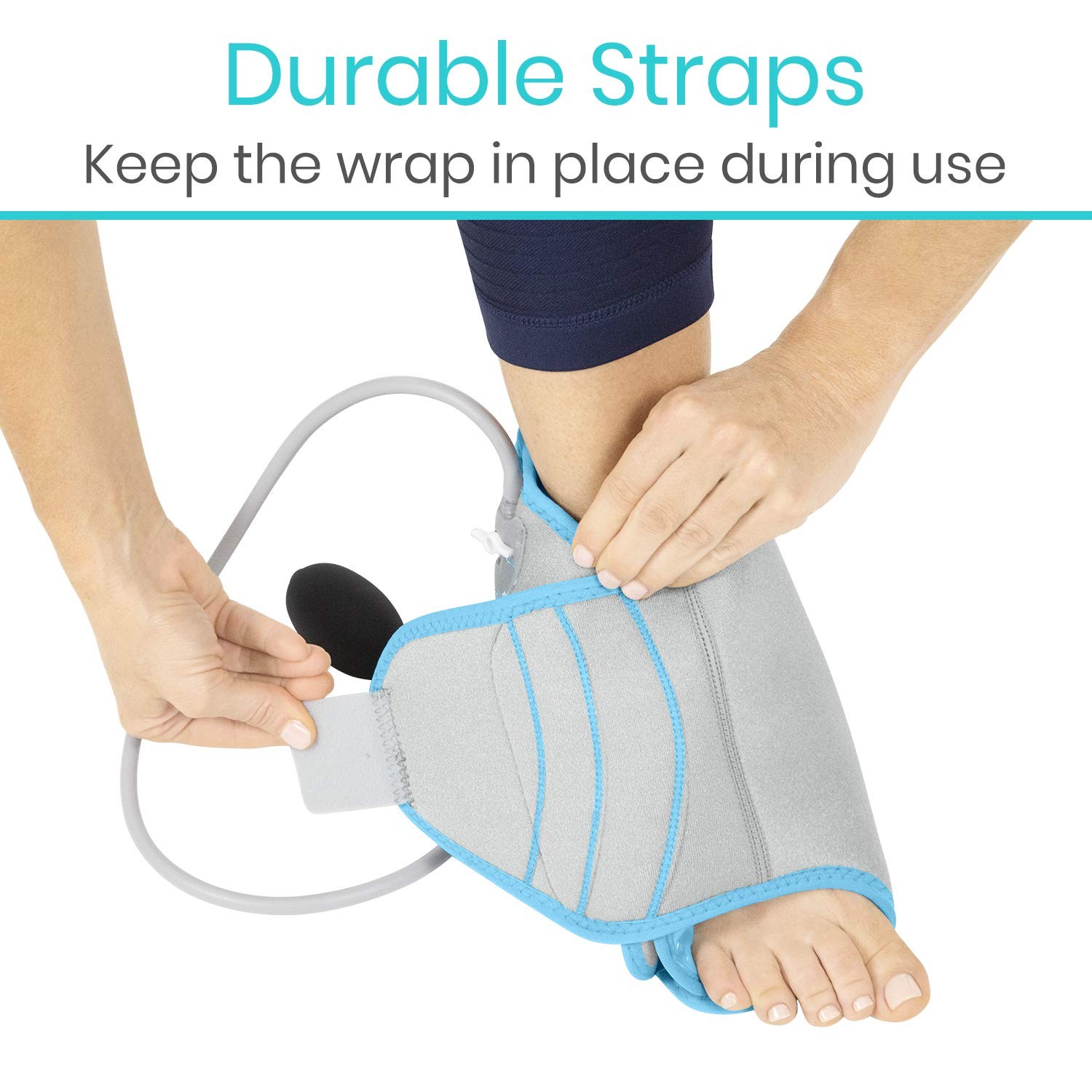 Vive Compression Ankle Ice Pack Wrap for Foot Pain 1 Count (Pack of 1), Grey