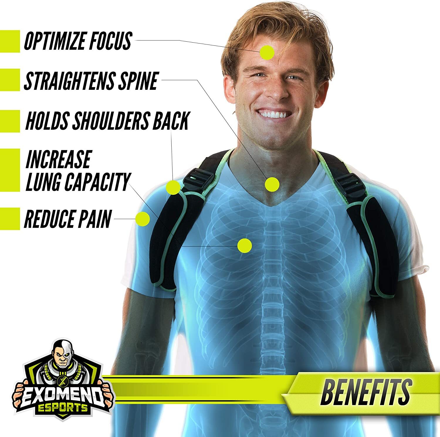 Gaming Posture Corrector Brace Back, Neck, Clavicle Shoulder Pain Support Focus