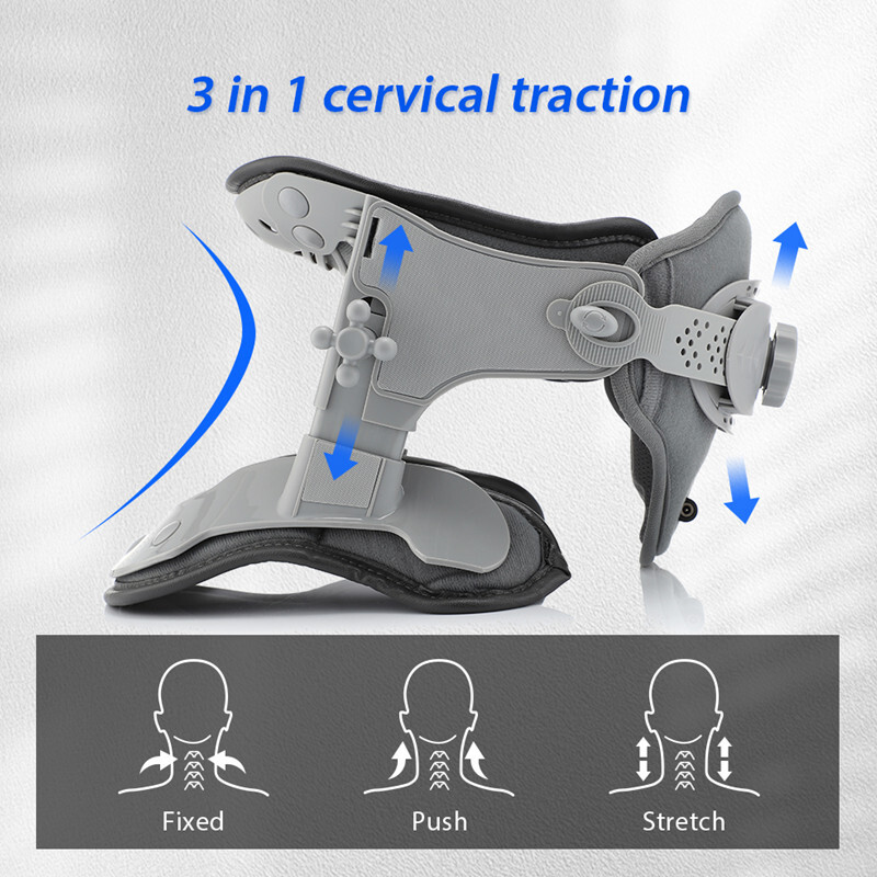 Cervical Neck Traction Device Heating Brace Support PainRelief Stretcher Therapy