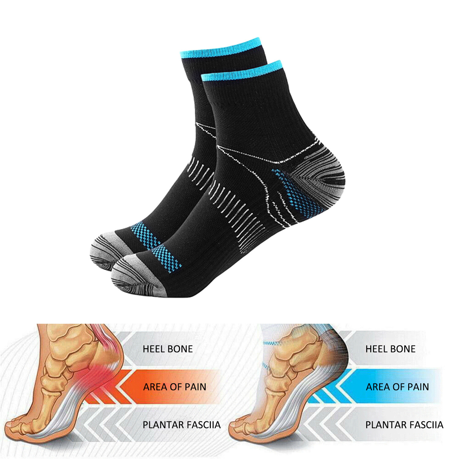 Ankle Brace Compression Sleeve Support Socks Foot Fasciitis Pain Relief Men USA