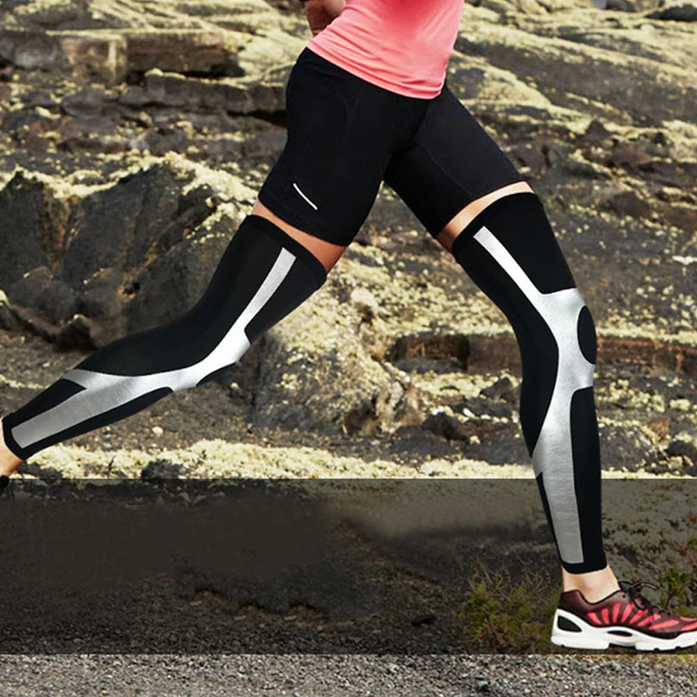 1Pcs Compression Long Leg Sleeves Knee Brace for Running Football Basketball, Ca