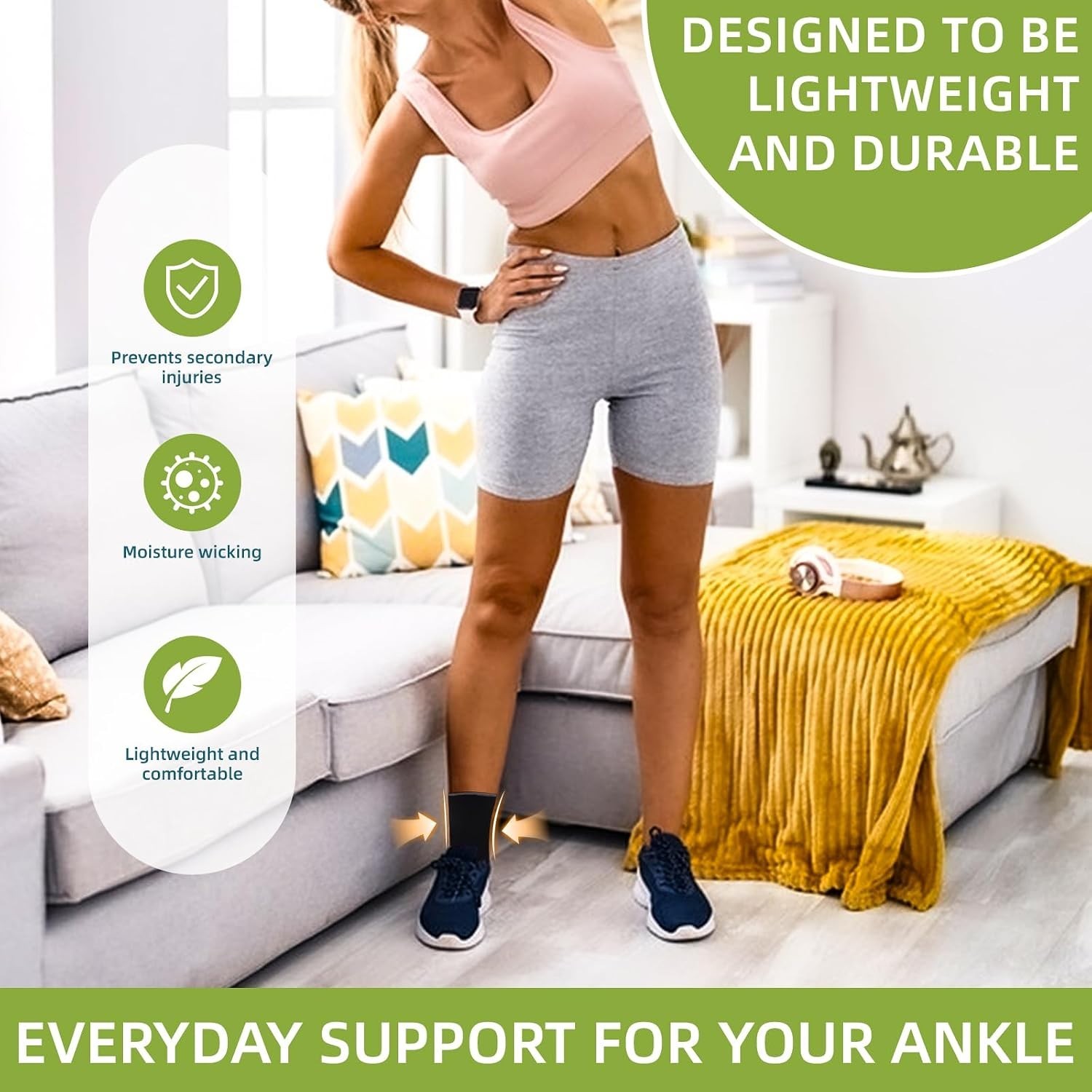 Ankle Support Sleeve 1 Unit – Open Heel, Light, Elastic & Breathable Knitted …