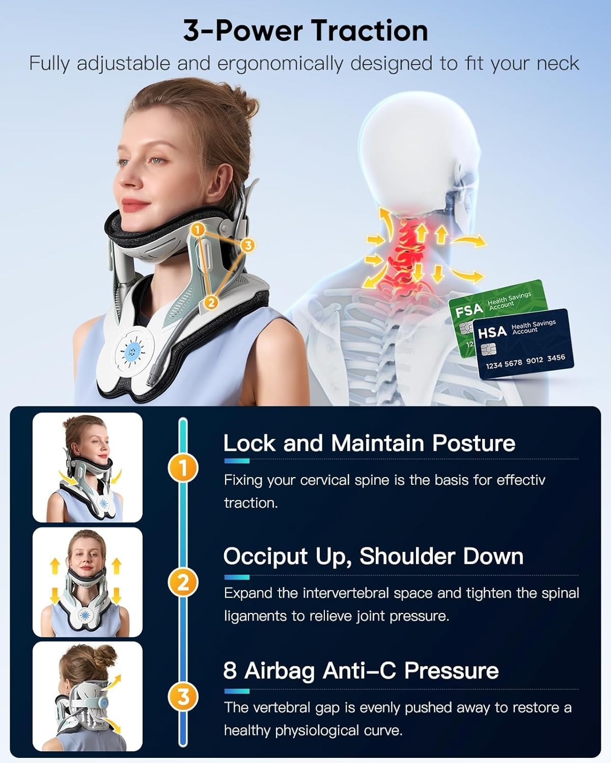 Advanced Cervical Traction Device with 8 Airbags – Portable Neck Relief Solution