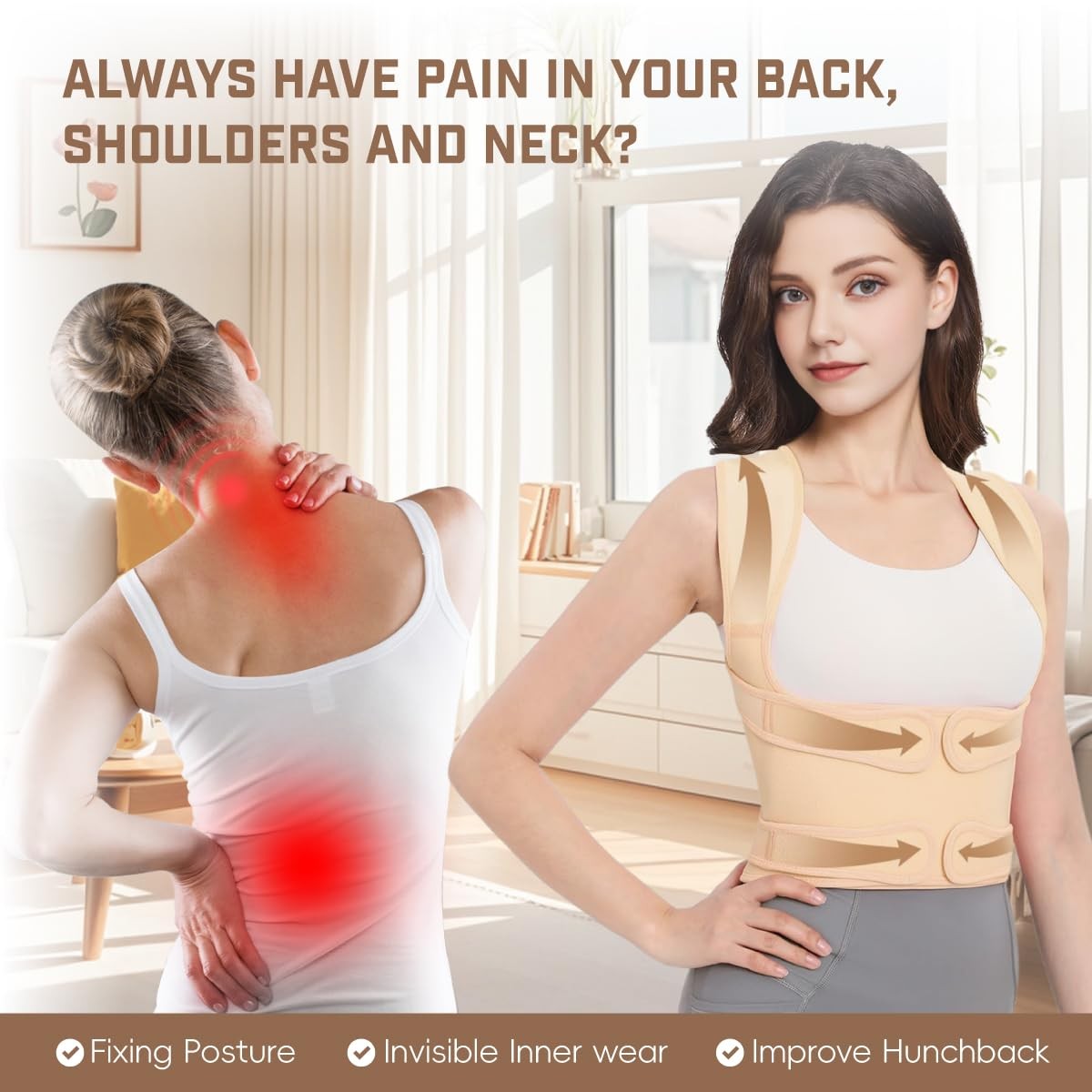 BLACKYEW Back Brace Posture Corrector Adjustable Shoulder Straightener Full
