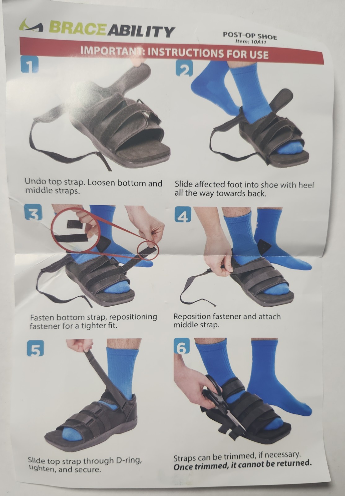 Brace Mobility Post-Op Shoe Size Large Male Item #10A11