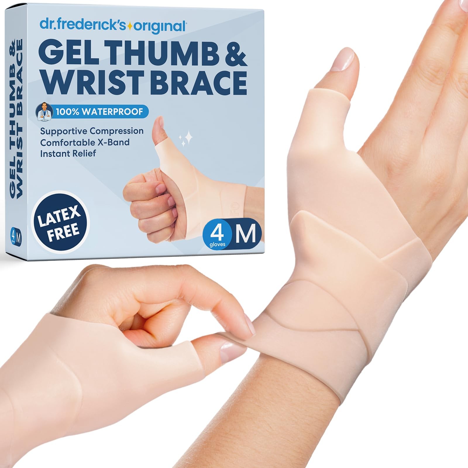 Dr. Frederick’s Original Waterproof Thumb & Wrist Brace – 4 ct – Hand Brace for