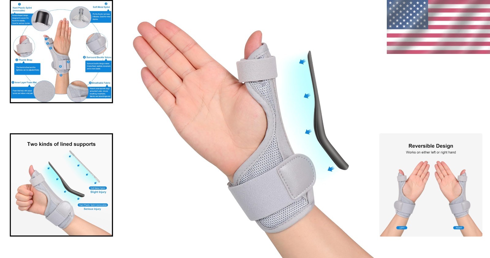 Adjustable and Breathable CMC Joint Brace for Thumb Pain Relief – Universal Fit