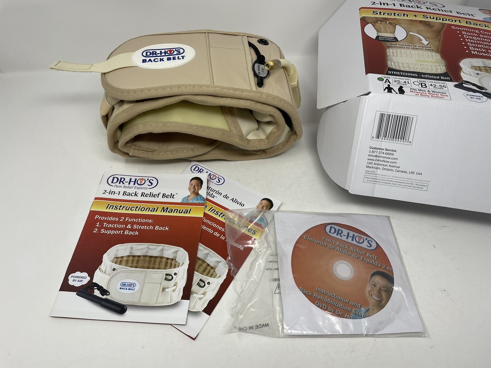 DR-HO’S Beige Adjustable Stretch Compression 2In1 Back Pain Relief Belt Size A/B