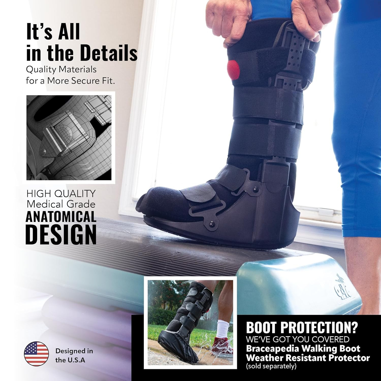 Adjustable Rapid Recover Walking Boot for Fractures & Injuries, Medium