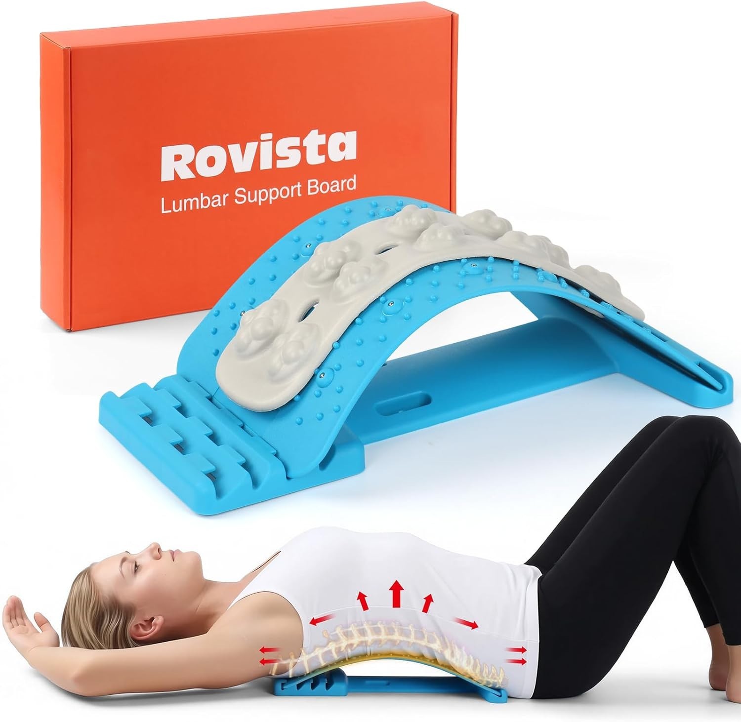Back Stretcher for Lower Back Pain Relief – 4-Level Adjustable Lumbar Support