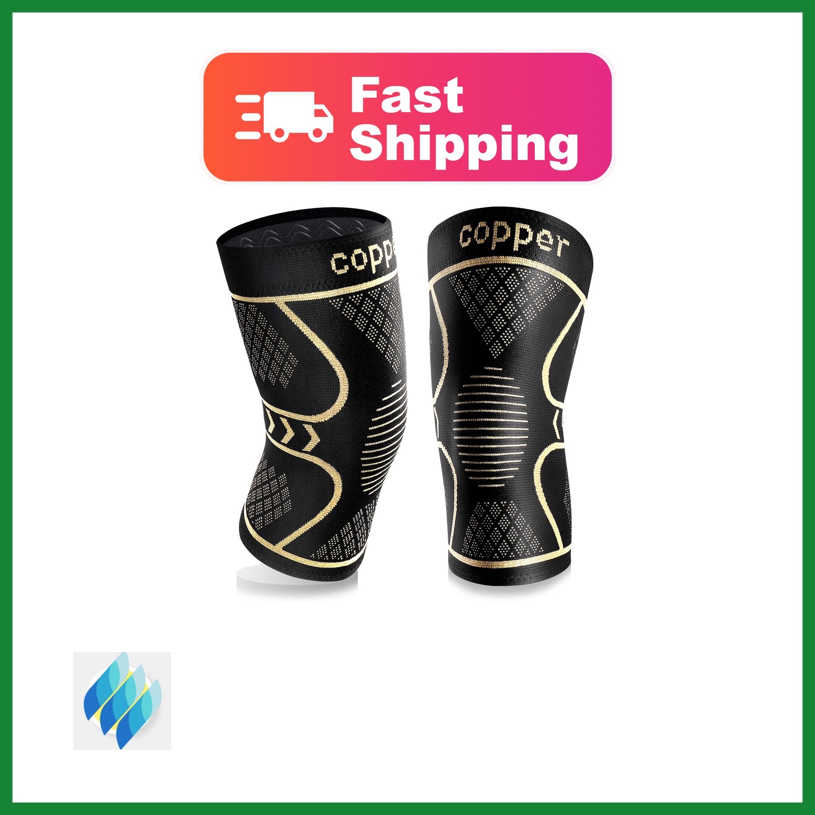 Qishytio Knee Brace Black+copper XXXL