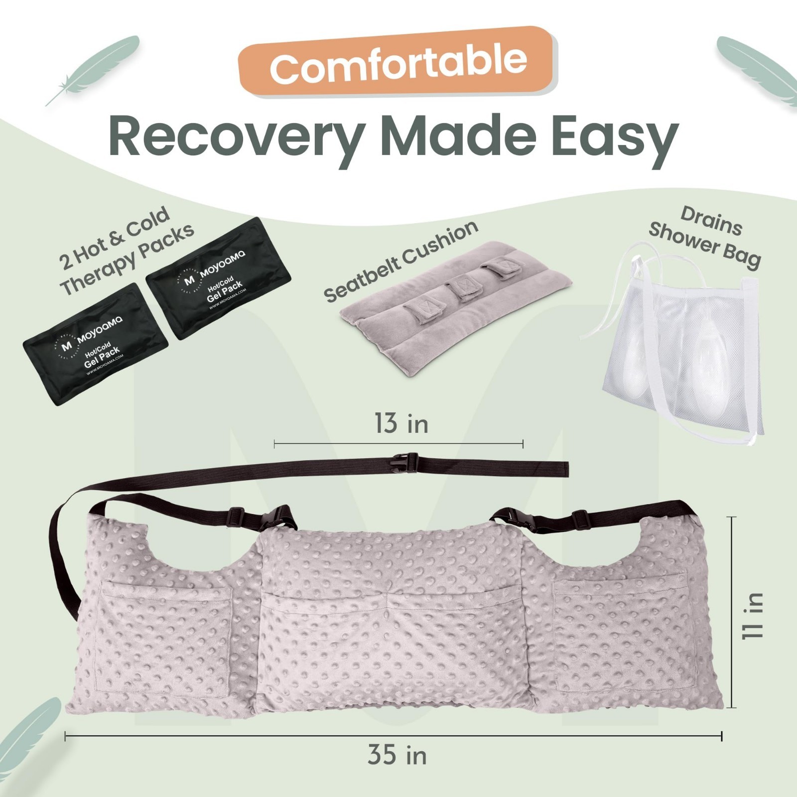 Post Mastectomy Pillow with Secure Strap & Washable Cover – Breast Surgery Recov