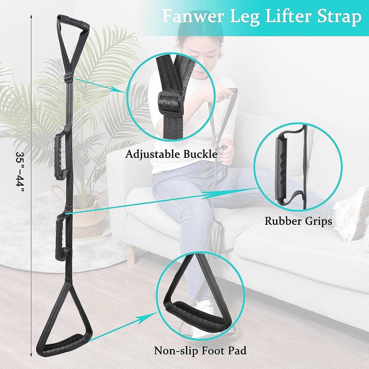 Durable Nylon Leg Lifter Strap for Bed, Car & Wheelchair – Adjustable 35-44 Inch