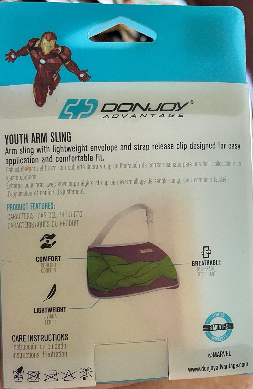 Donjoy Advantage The Hulk Avengers Shoulder Pediatric Adjustable Sling Mild