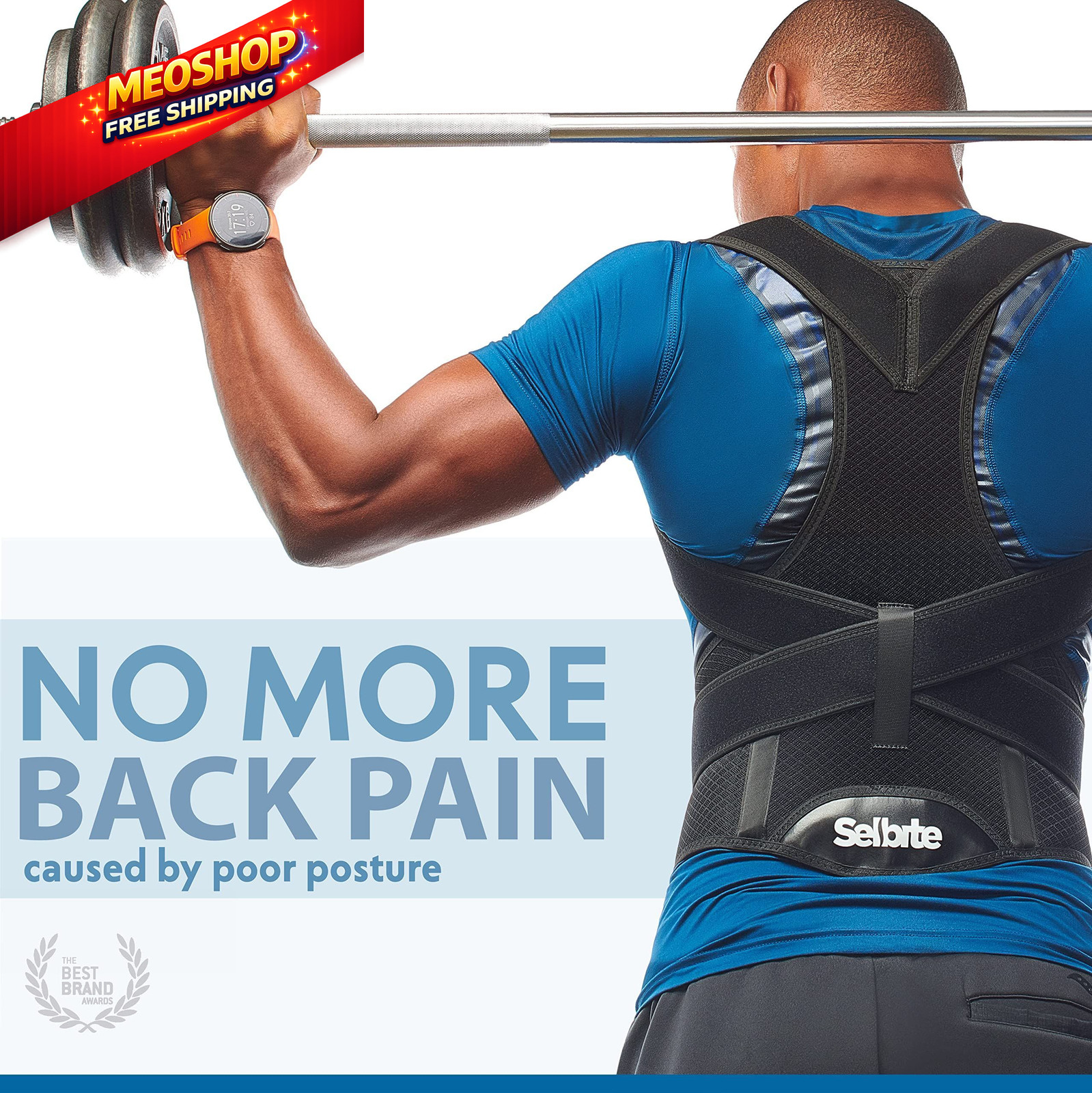 Selbite Posture Corrector for Men and Women – Medium (Waist 34”-40”), Black