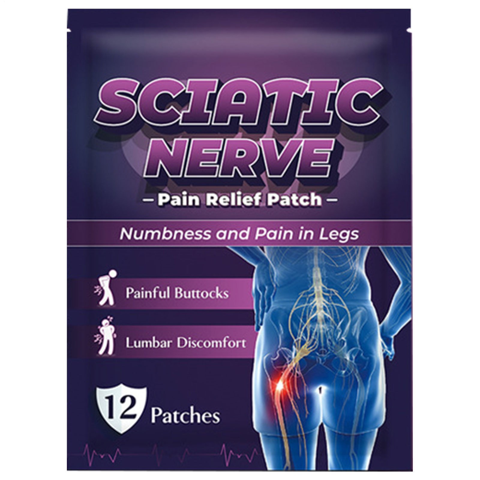 12Pcs Sciatica Pain Relief Patches Nerve Bone Hip Ache Muscle Joint