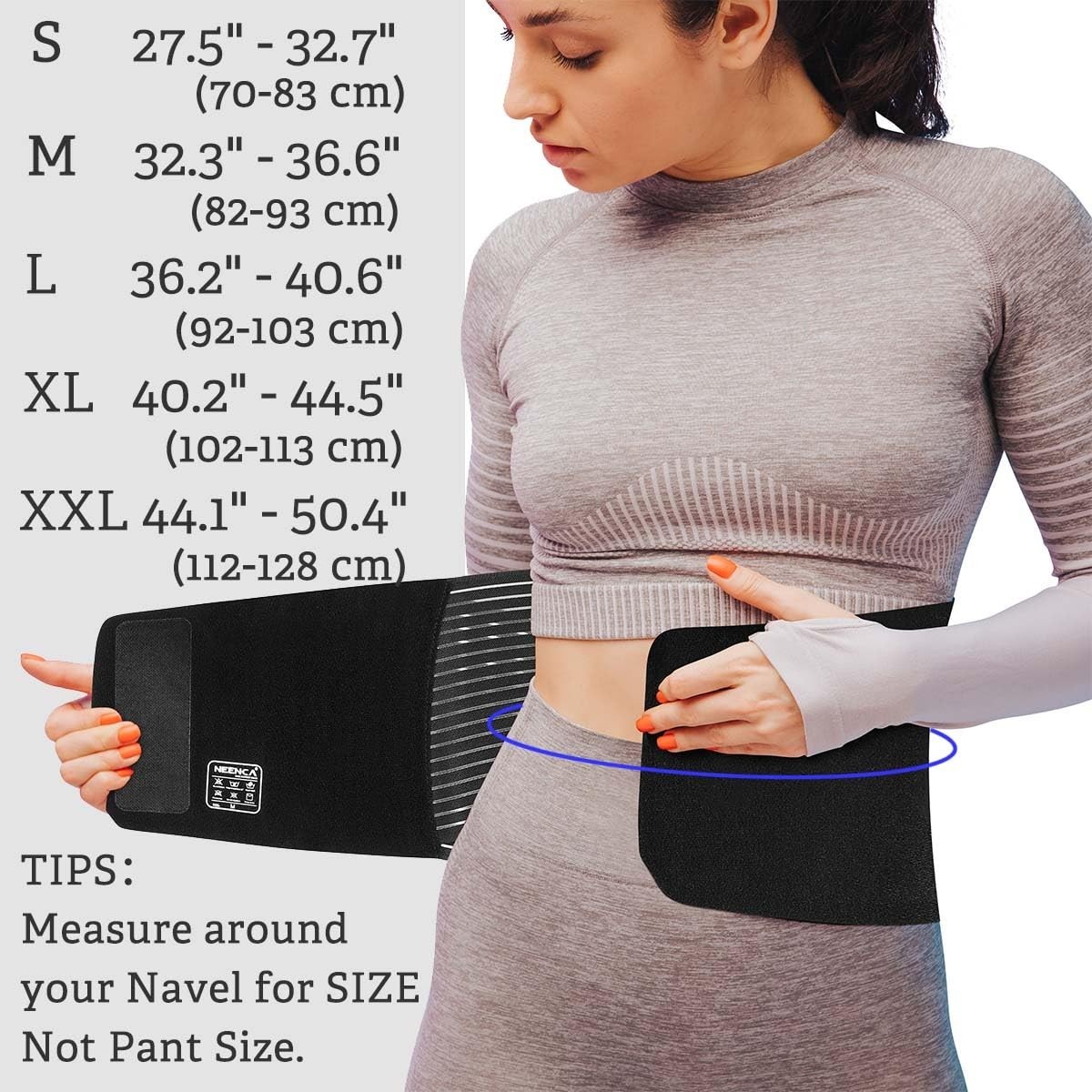 NEENCA Back Brace Lower Back Pain Relief – Ergonomic Lumbar Support Removable