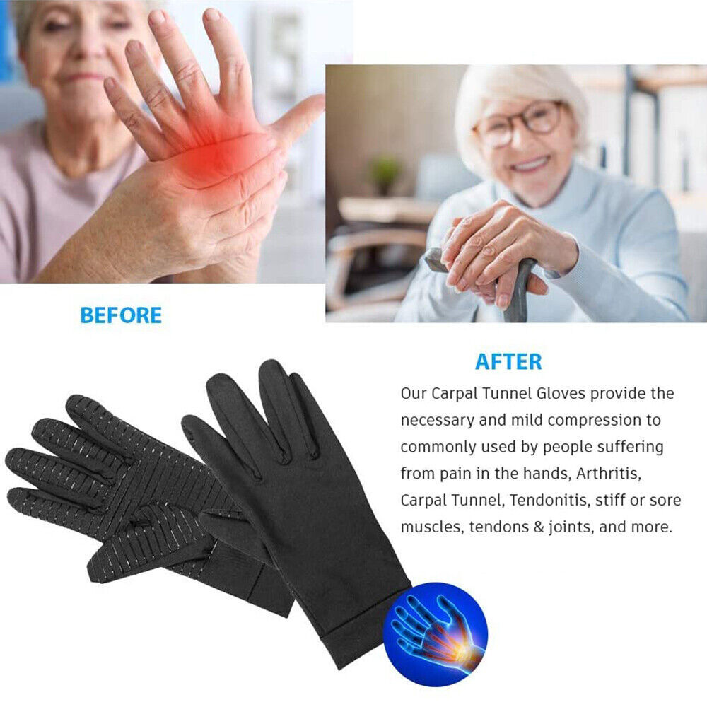 Copper Compression Arthritis Gloves Carpal Tunnel Joint Pain Relief Hand M/L/XL