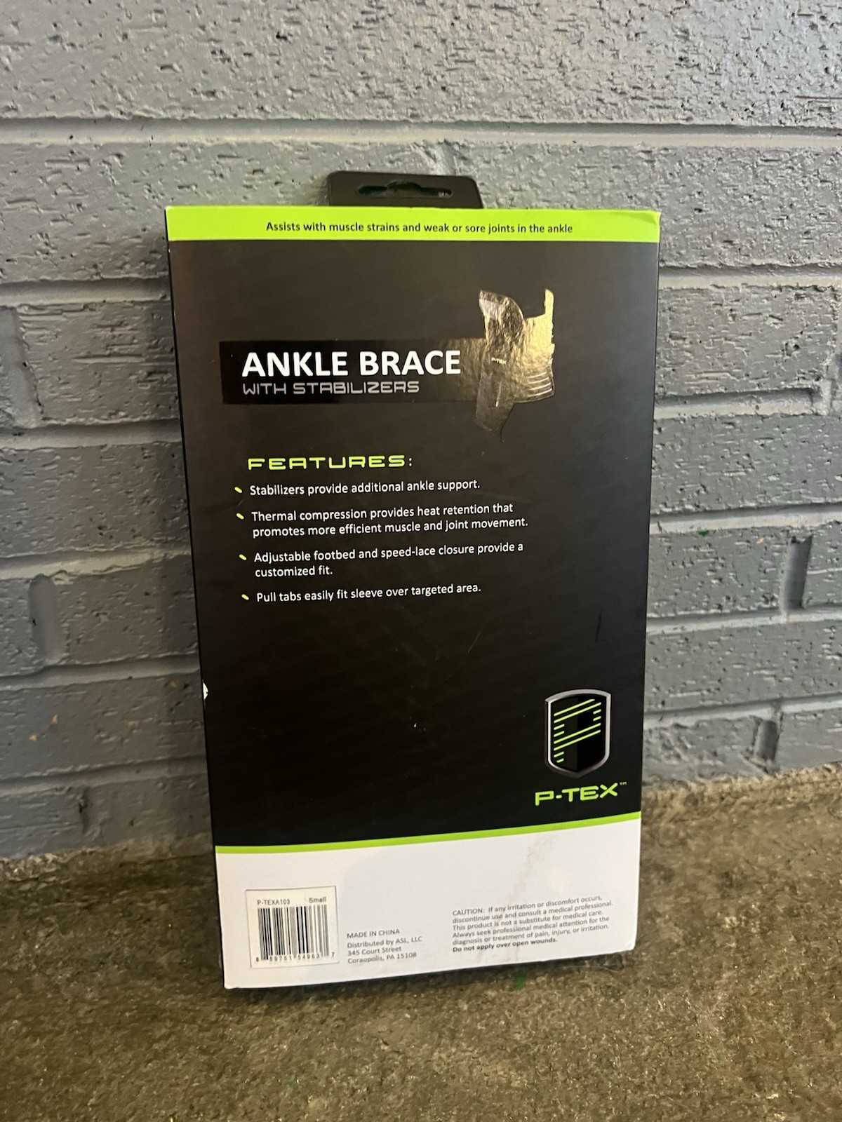 P-TEX Thermal Compression Ankle Brace with Stabilizers, Small Black NIB