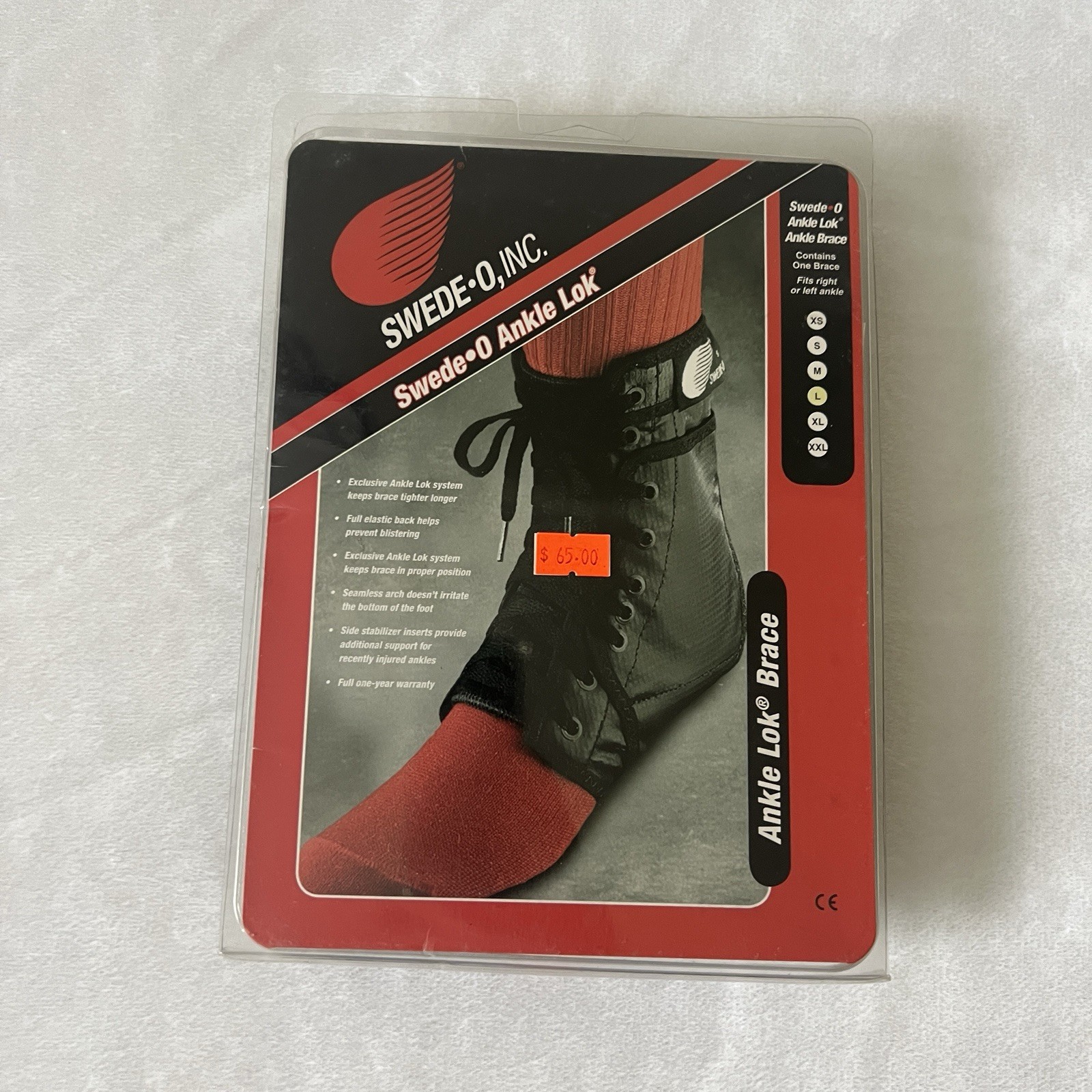 Swede-O Ankle Lok Brace Black Lace Up Size Large Unisex Medical Equipment Ortho
