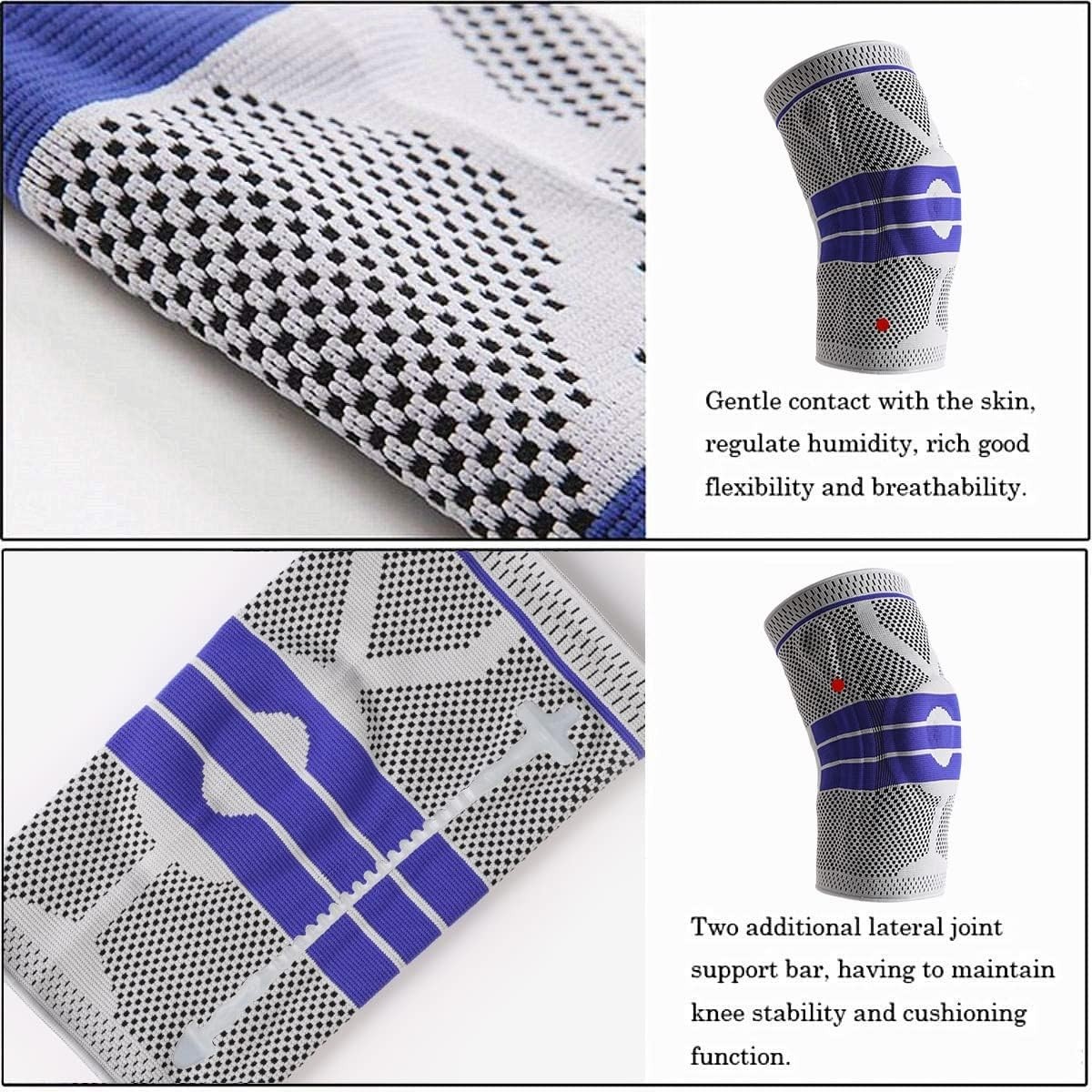 Knee Brace Compression Sleeve with Silicone Gel Support