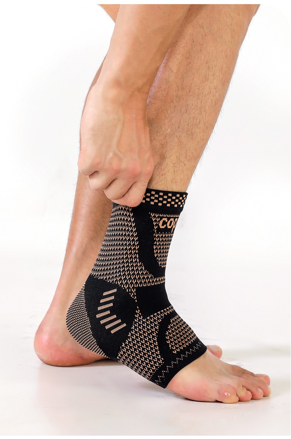 2Pcs Adjustable Copper Infused Ankle Support Compression Sleeve for Sports