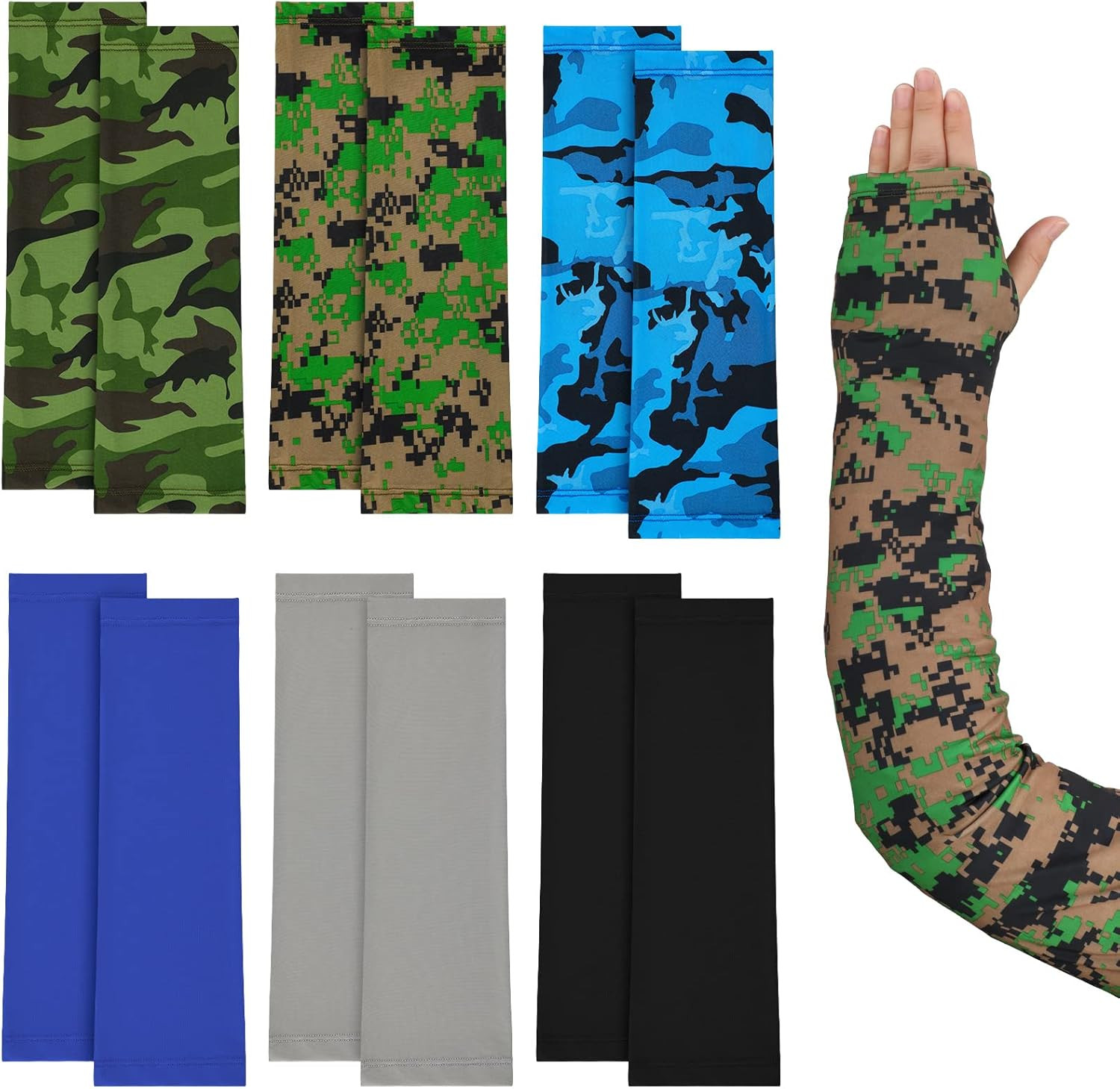 12 Pcs Arm Cast Cover Protector Short Long Camo Arm Sling Sleeve Decorations