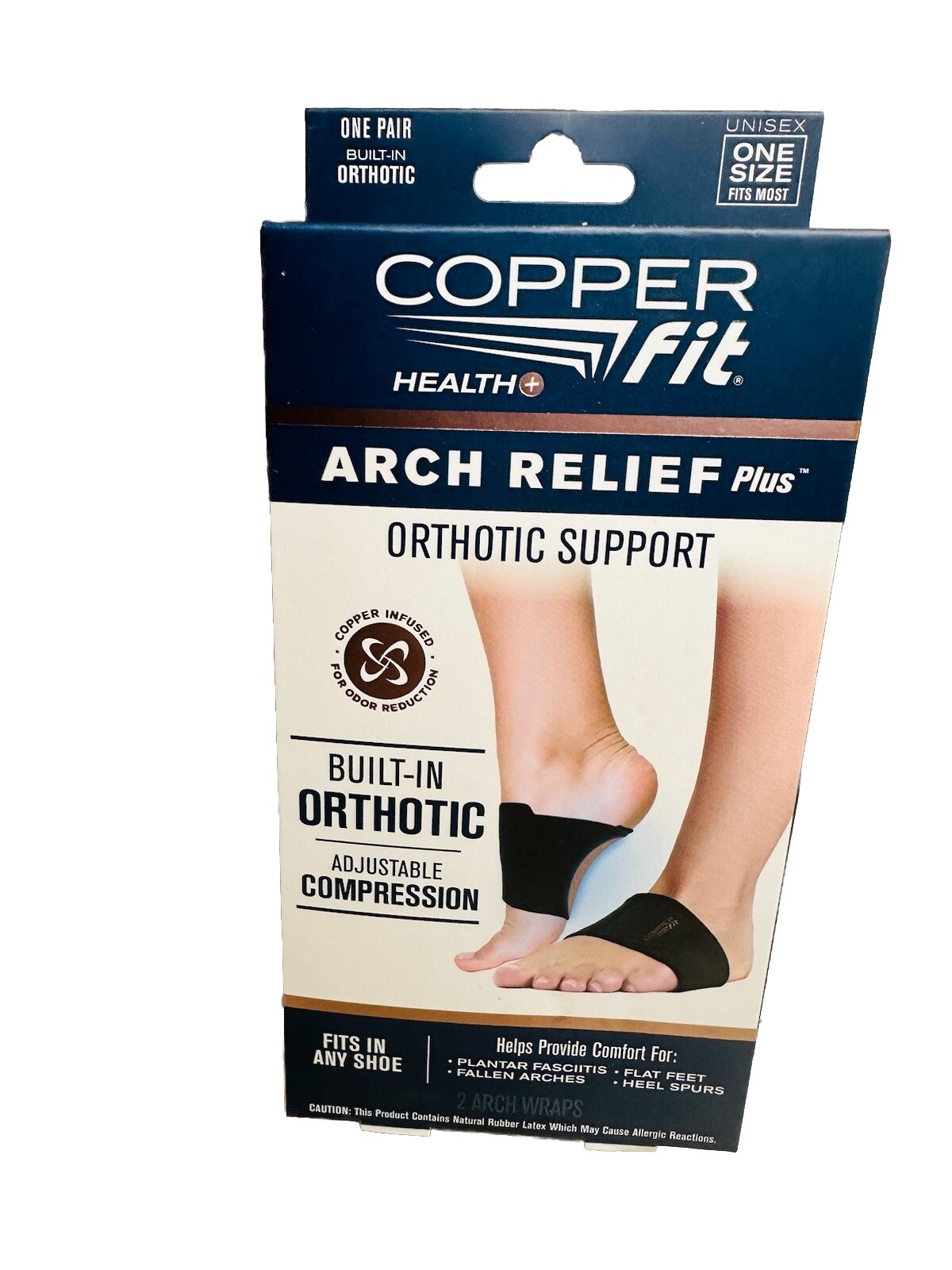 Copper Fit Health Unisex Arch Relief Plus with Built-In Orthotic Support – Black