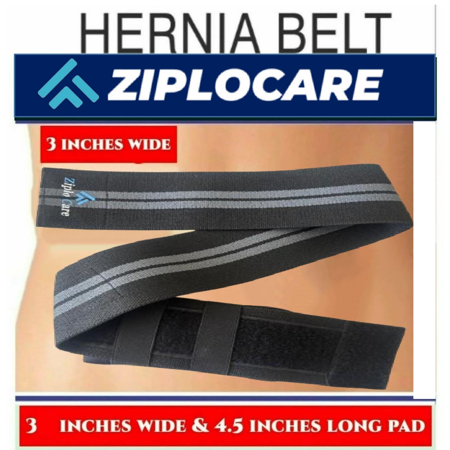 Beige Umbilical Hernia Support Belt Abdominal Navel Truss One Removeable Cushion