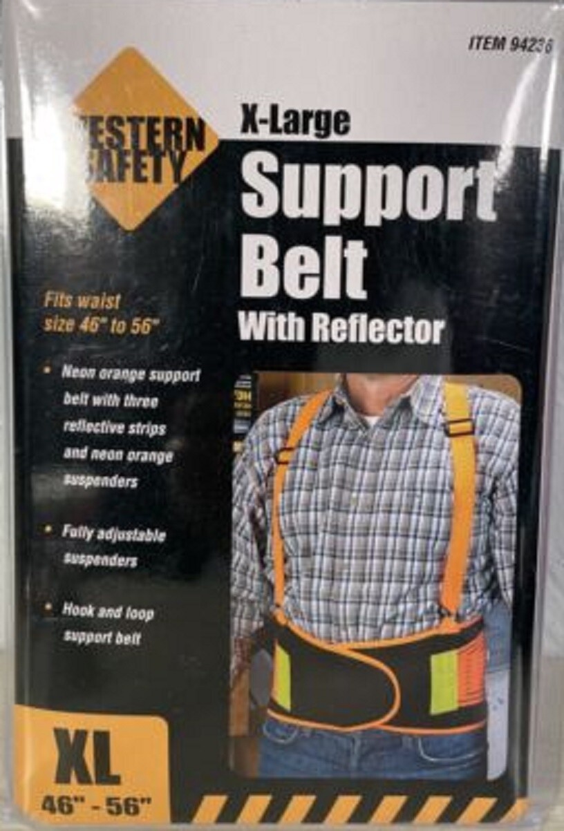 Heavy Duty Reflective Lumbar Lower Back Waist Support Belt Brace Suspender Work