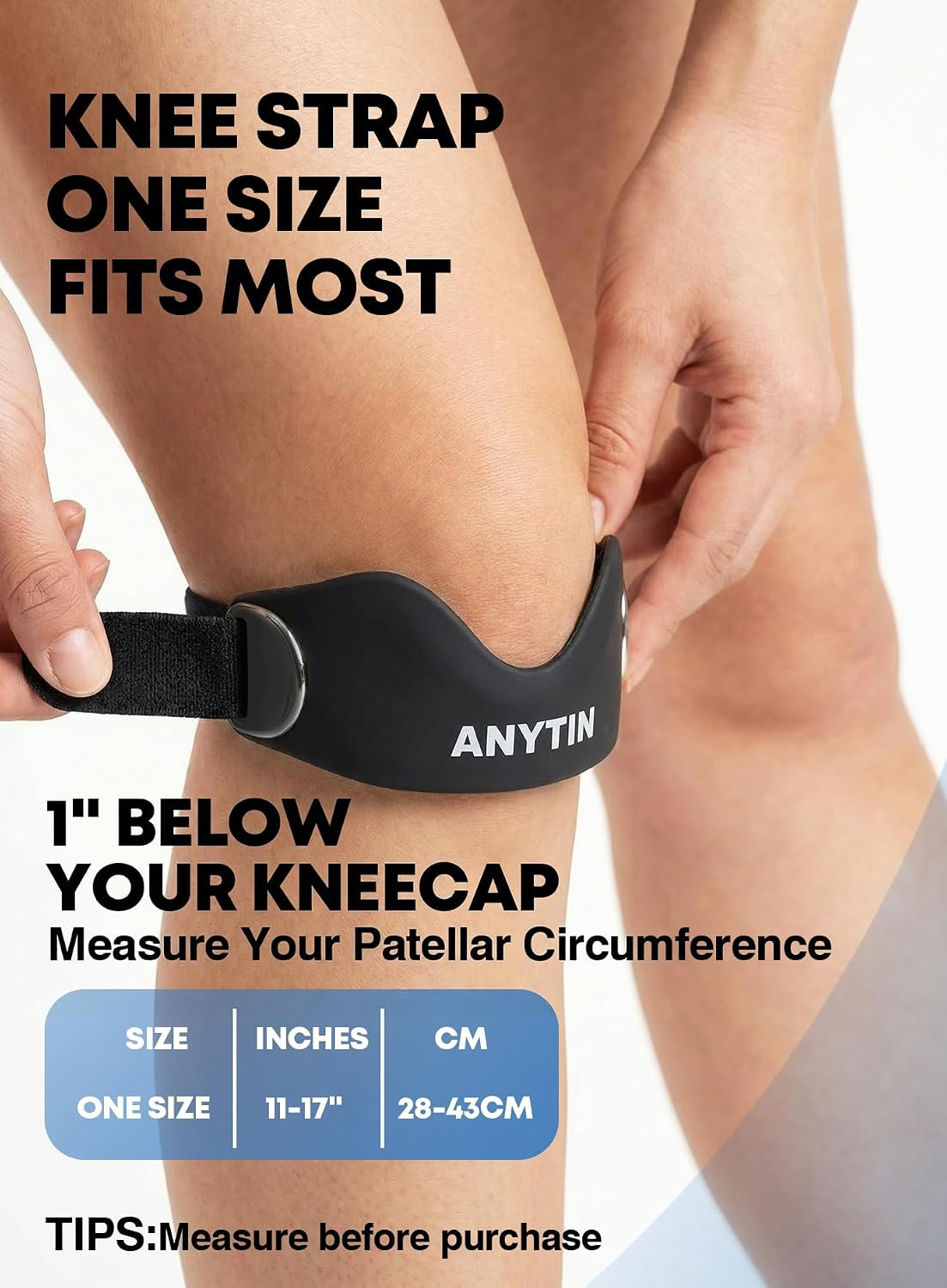 Silicone Patellar Tendon Support Strap 2 Pack, Knee Brace for Women & Men