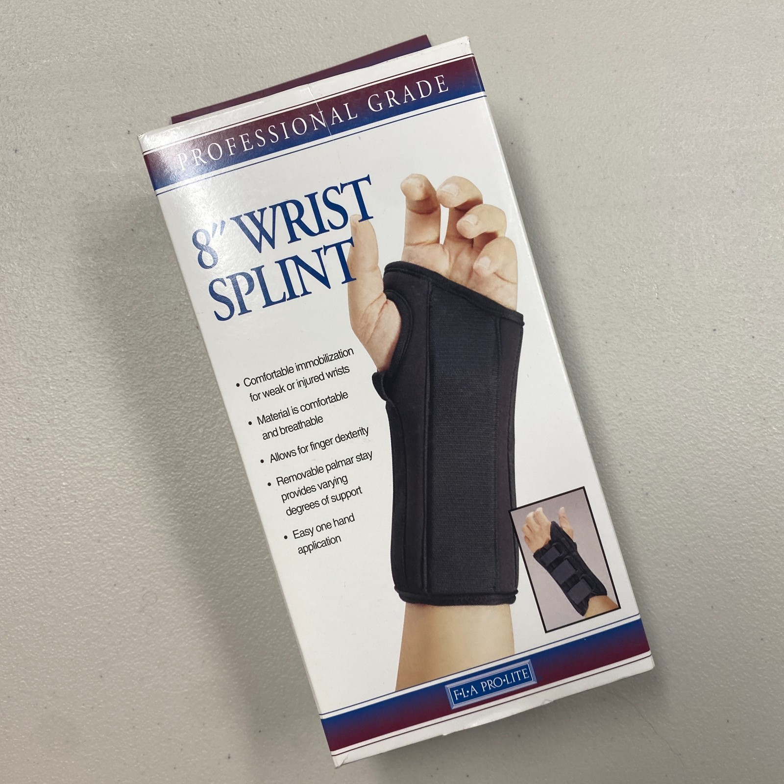 FLA Pro-Lite 8″ Professional Grade Wrist Splint Small Left Hand Black New