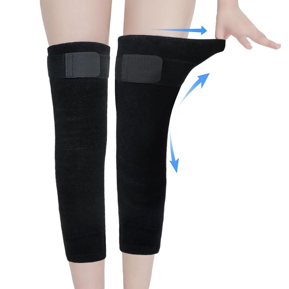 Winter Warm Knee Braces Thick Plush Leg Knee Pads Sleeves Men Women Adjustabl…