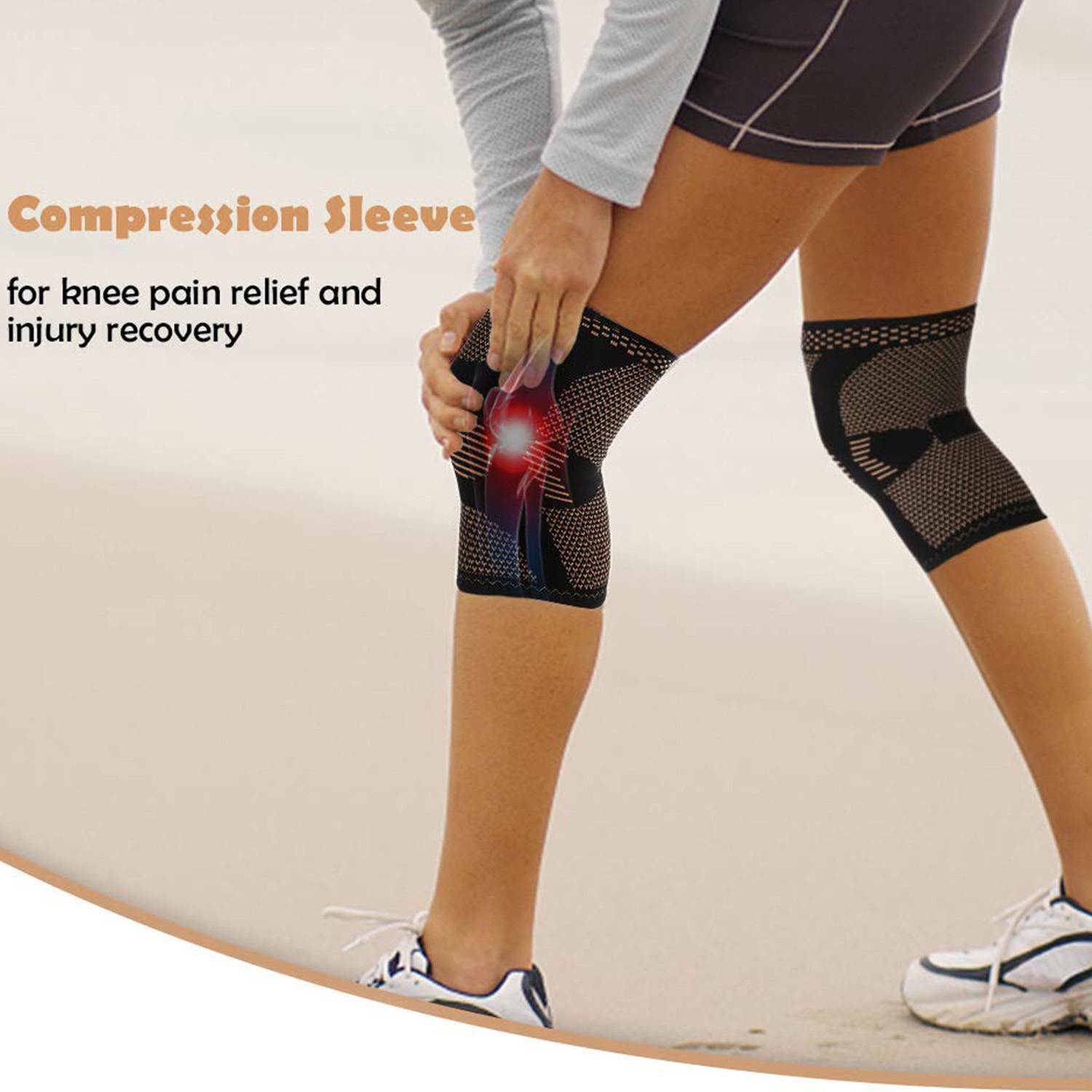2 PCS Knee Sleeve Compression Brace Copper Support Sports Joint Pain Arthritis