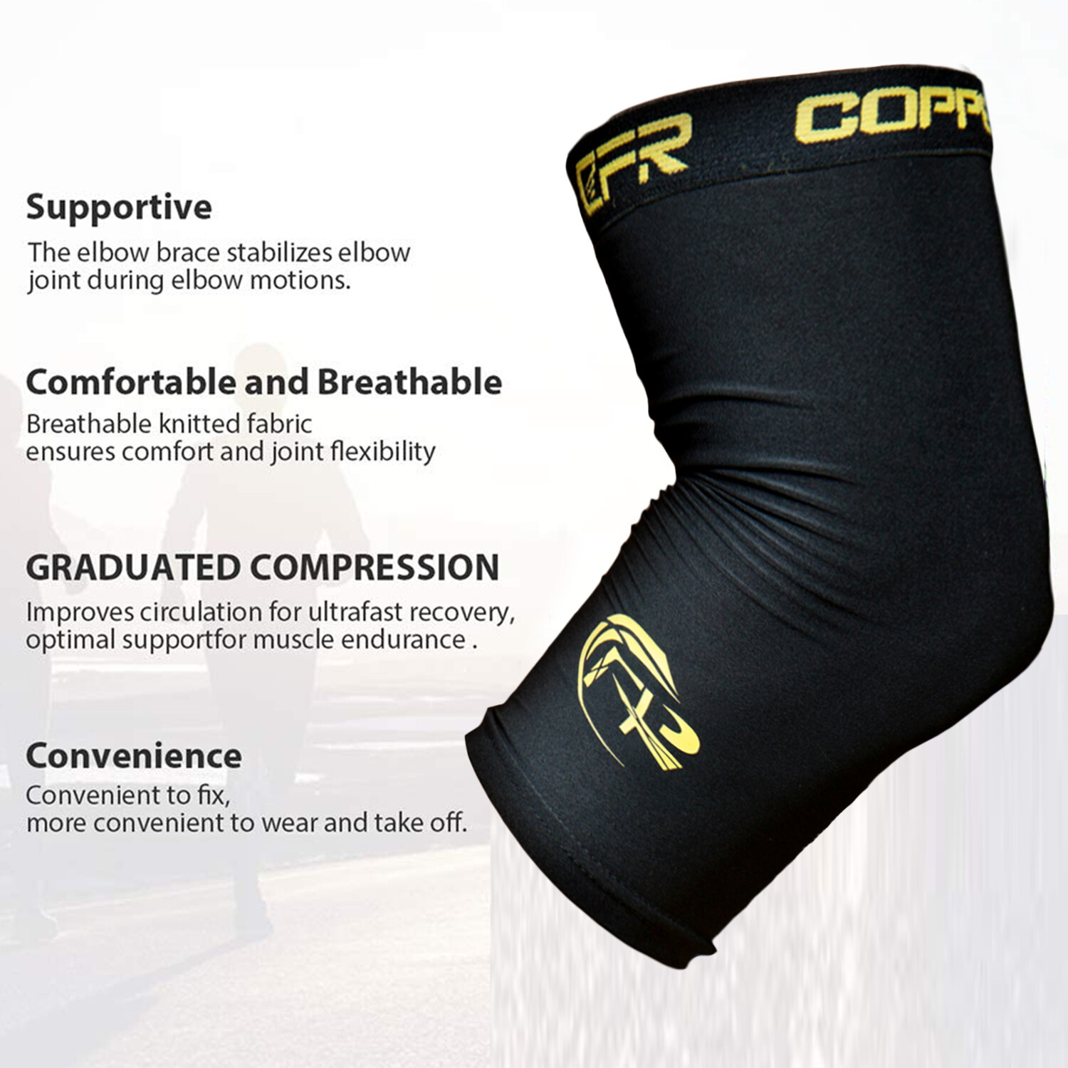 Copper Elbow Support Forearm Compression Sleeve Brace Elastic Sports Pain Relief