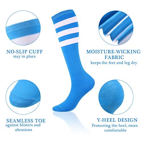 Syhood 6 Pairs Neon Knee High Socks Stretchy Roller Skate One Size Bright Color